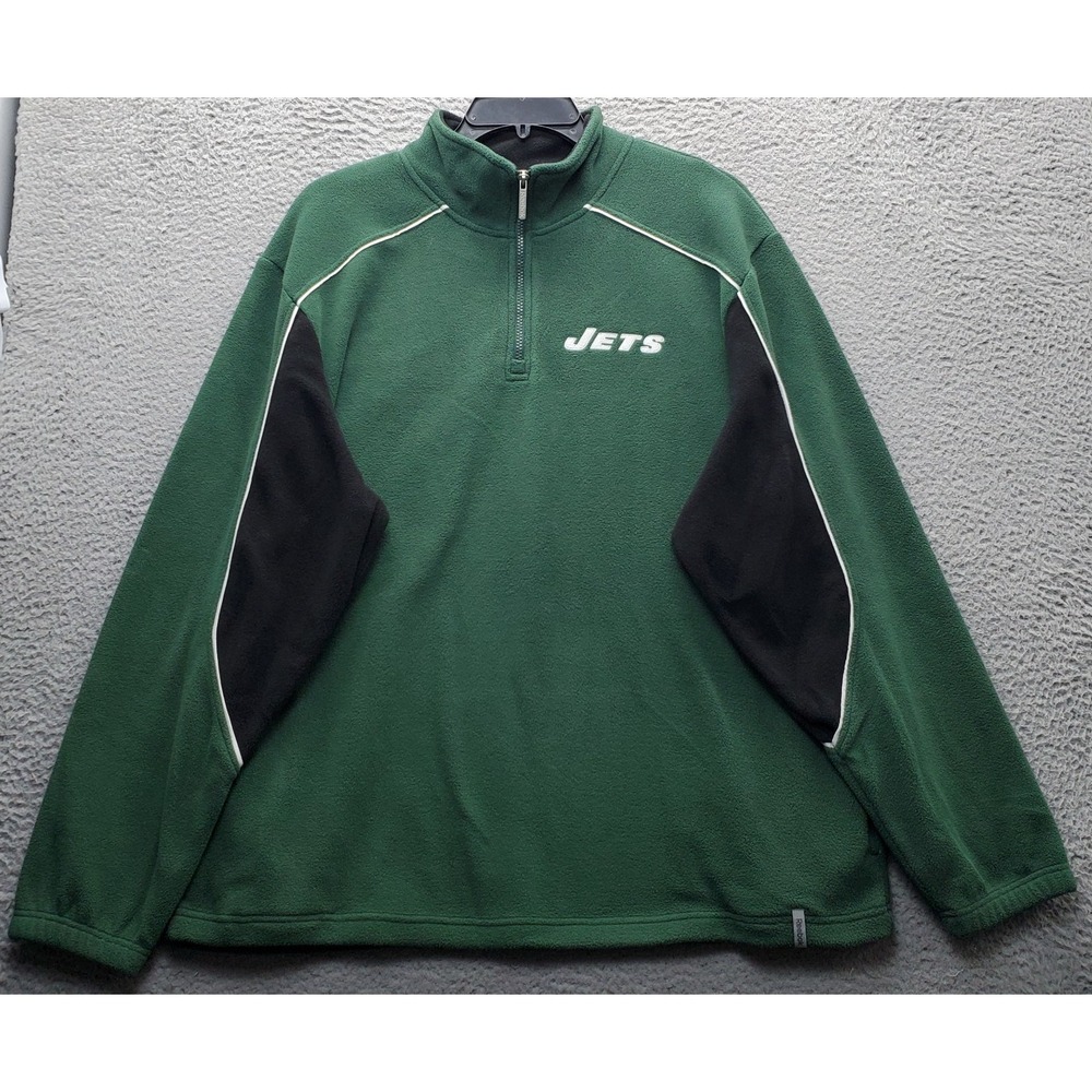 NFL‎ New York Jets Reebok Football Jacket Mens L Green Fleece 1/4 Zip Pullover